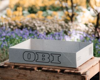 Plant transport box from OBI made of 10% reed canary grass (Photo copyright: OBI)